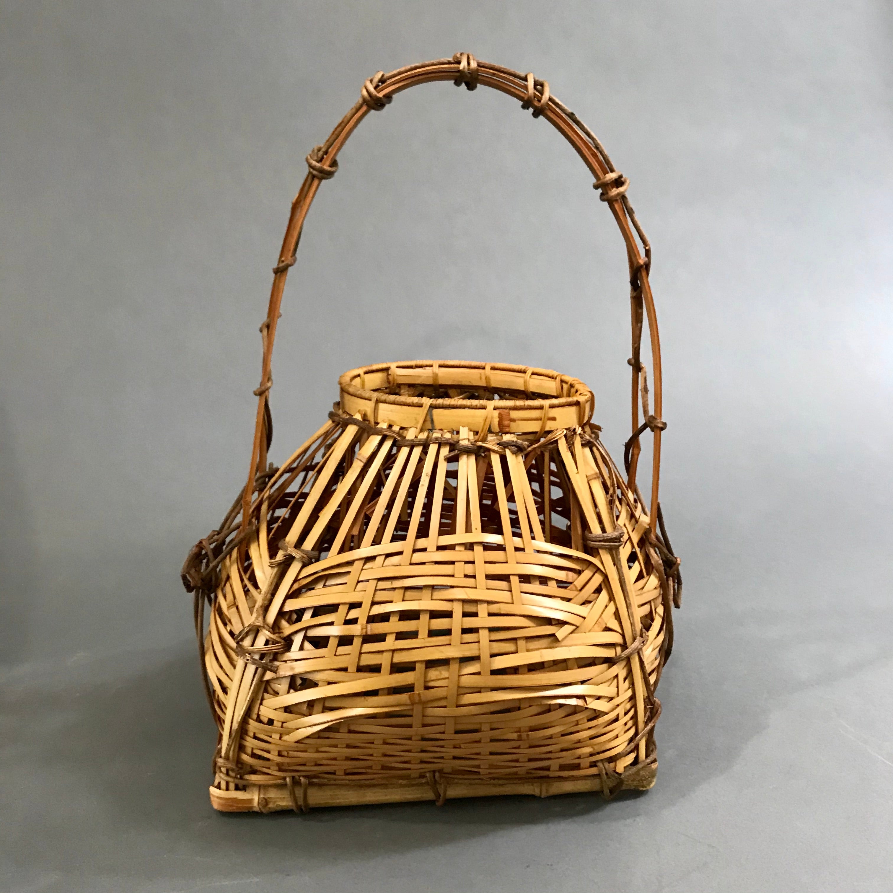 Japanese Signed Bamboo Fish Trap Basket